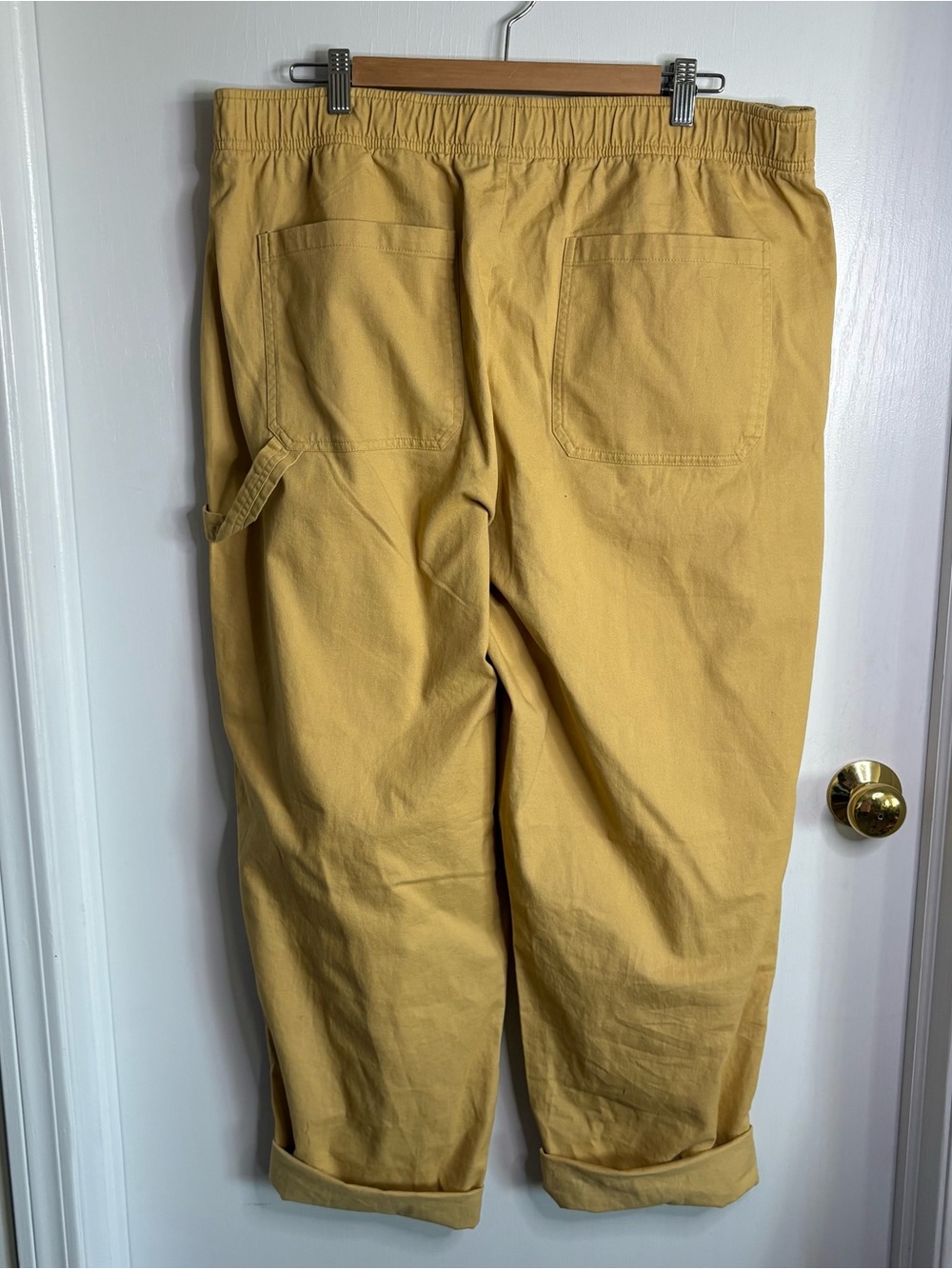 Old Navy Khaki Cotton Blend Barrel Pants Elastic Waist Pockets Size XL Tall - Picture 2 of 6